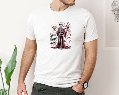 brand:Bella Canvas|color:White|Funny Skeleton Valentine 3 Graphic T-Shirt