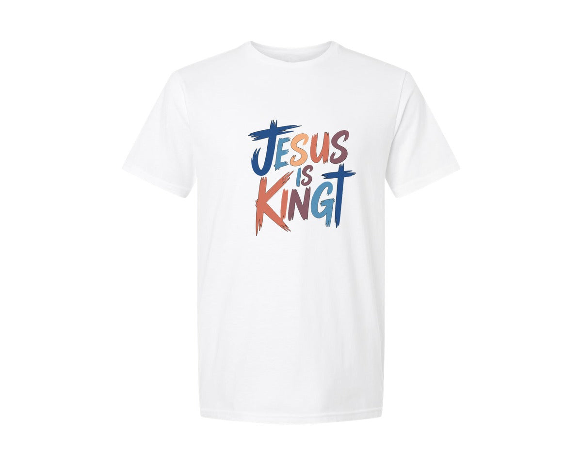 brand:Generic|color:White|Jesus Is King Christian Faith Graphic T-Shirt