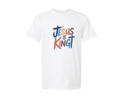 brand:Generic|color:White|Jesus Is King Christian Faith Graphic T-Shirt
