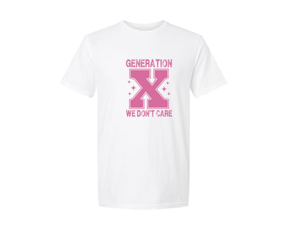 brand:Generic|color:White|Gen X We Dont Care Svggeneration X 3 Graphic T-Shirt