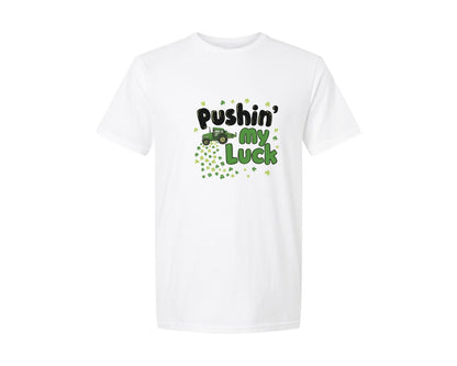 brand:Generic|color:White|Pushin My Luck St Patricks Day Graphic T-Shirt