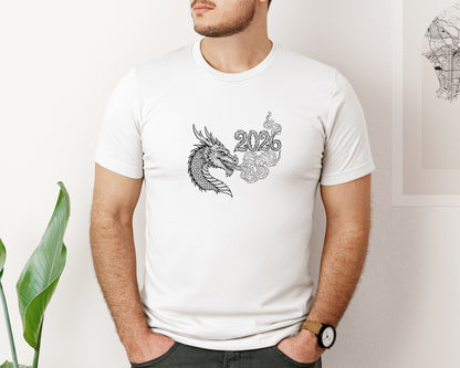 brand:Bella Canvas|color:White|Happy New Year 2026 Dragon Te28091Shirt Graphic T-Shirt