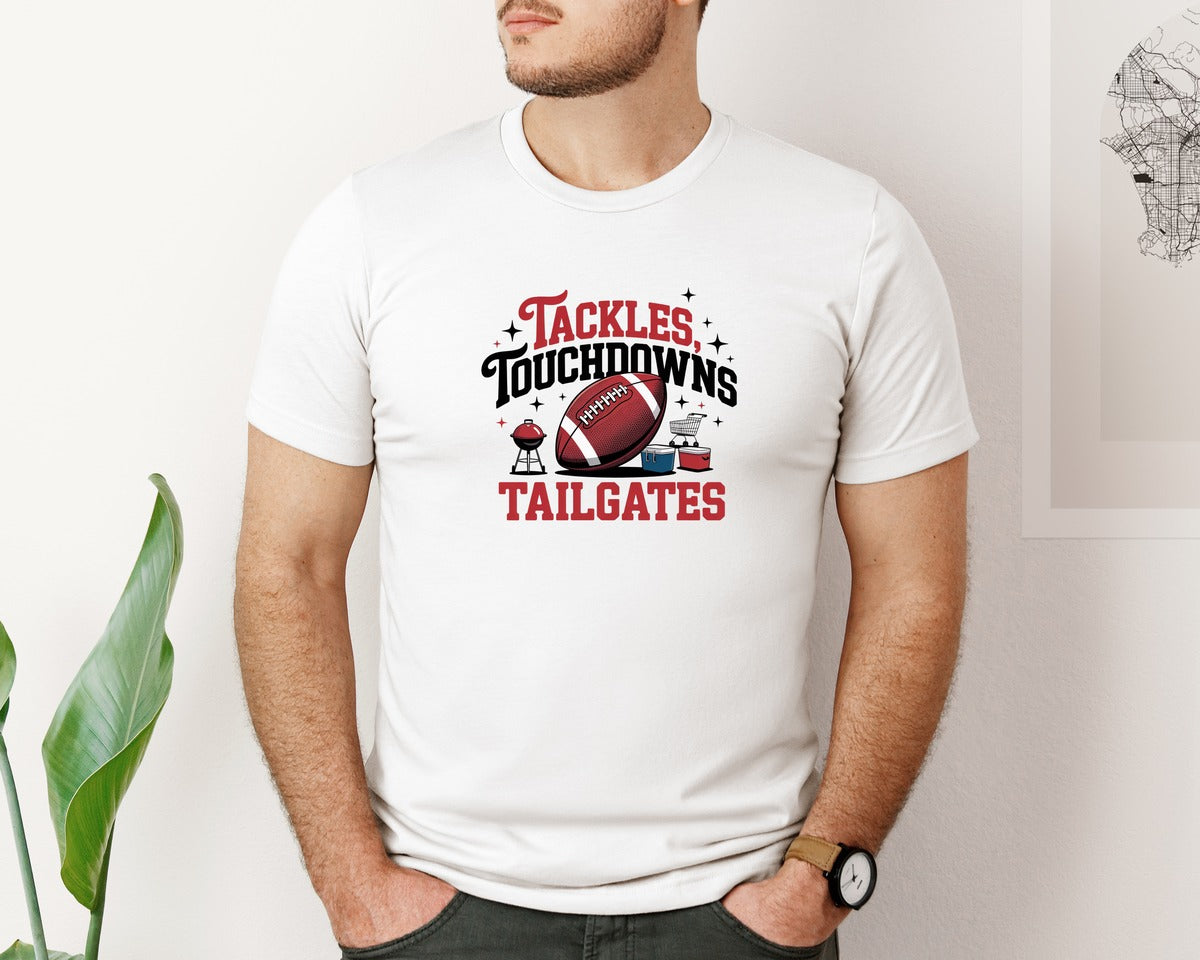 brand:Bella Canvas|color:White|Ackles Touchdowns Tailgates Game D Graphic T-Shirt