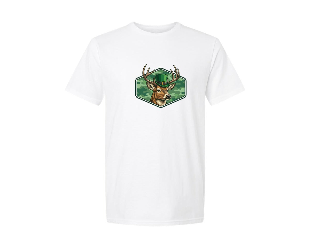 brand:Generic|color:White|St Patricks Day Hunting Deer Graphic T-Shirt