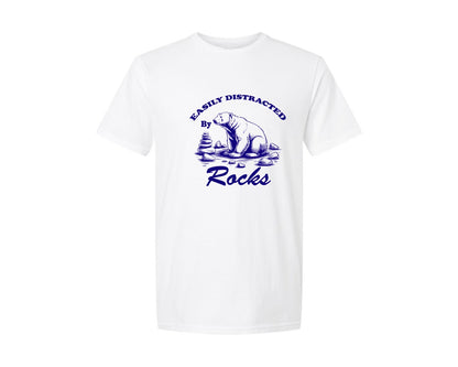 brand:Generic|color:White|Easily Distracted By Rocks 2 Graphic T-Shirt