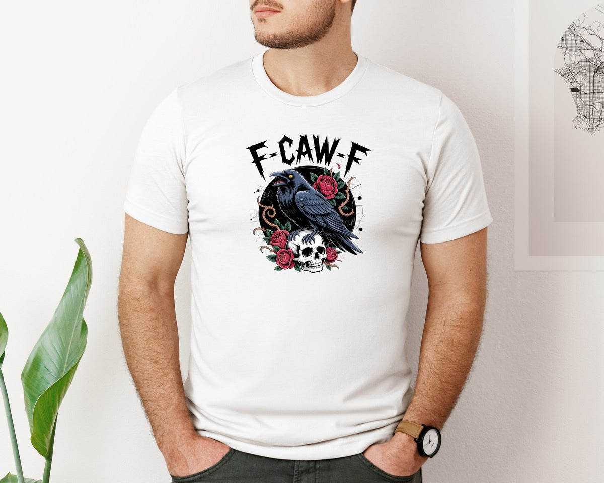 brand:Bella Canvas|color:White|F Caw F Gothic Raven T Shirt Design Graphic T-Shirt