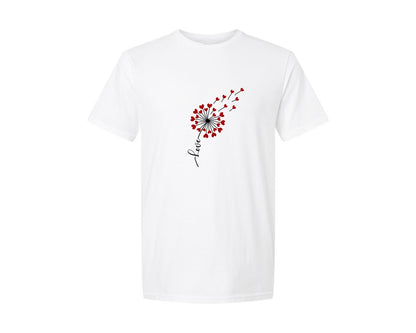 brand:Generic|color:White|Valentines Dandelion Heart Love Graphic T-Shirt