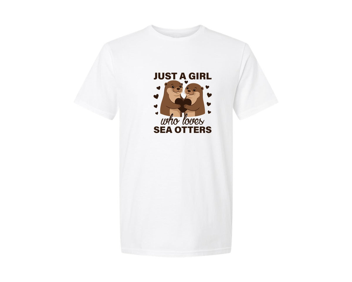 brand:Generic|color:White|Just A Girl Who Loves Sea Otters T Shirt 2 Graphic T-Shirt