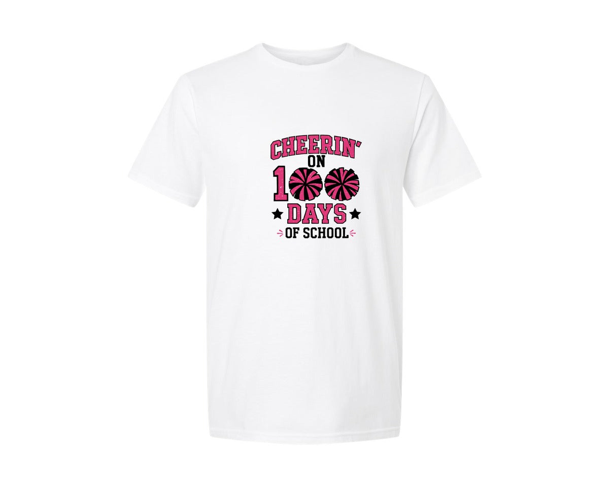 brand:Generic|color:White|Cheerin 100 Days Of School Graphic T-Shirt
