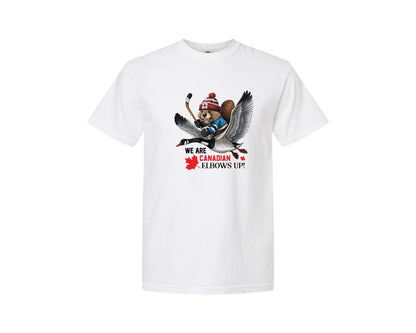 brand:Comfort Colors|color:White|We Are Canada Elbows Up 2 Graphic T-Shirt