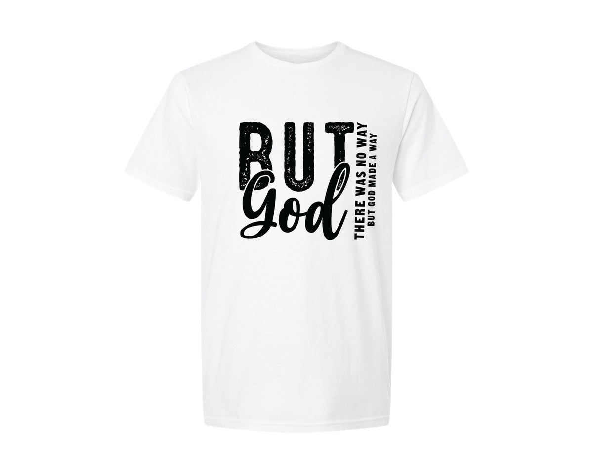 brand:Generic|color:White|But God File Religious Graphic T-Shirt
