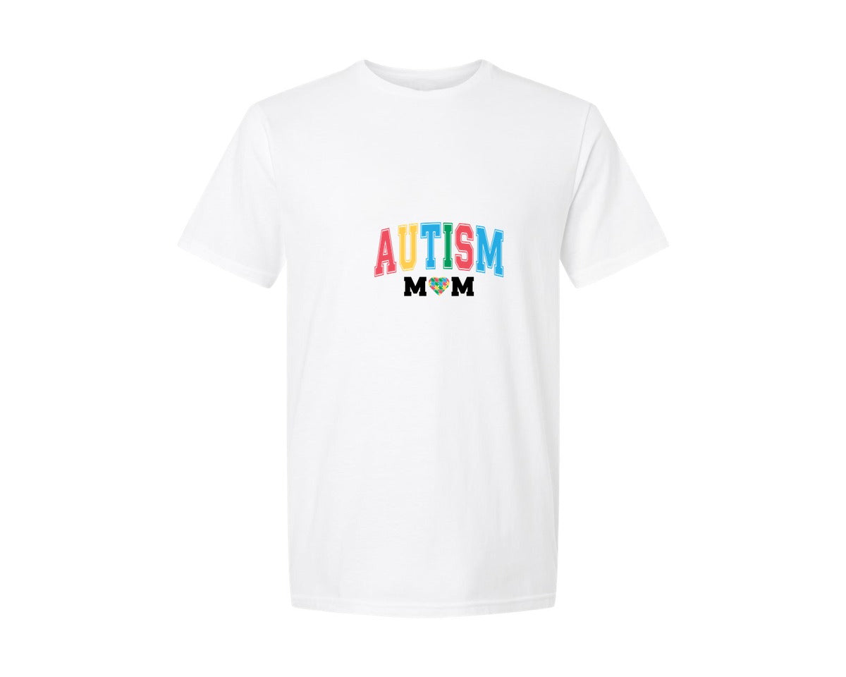 brand:Generic|color:White|Autism Mom Autism Day Graphic T-Shirt