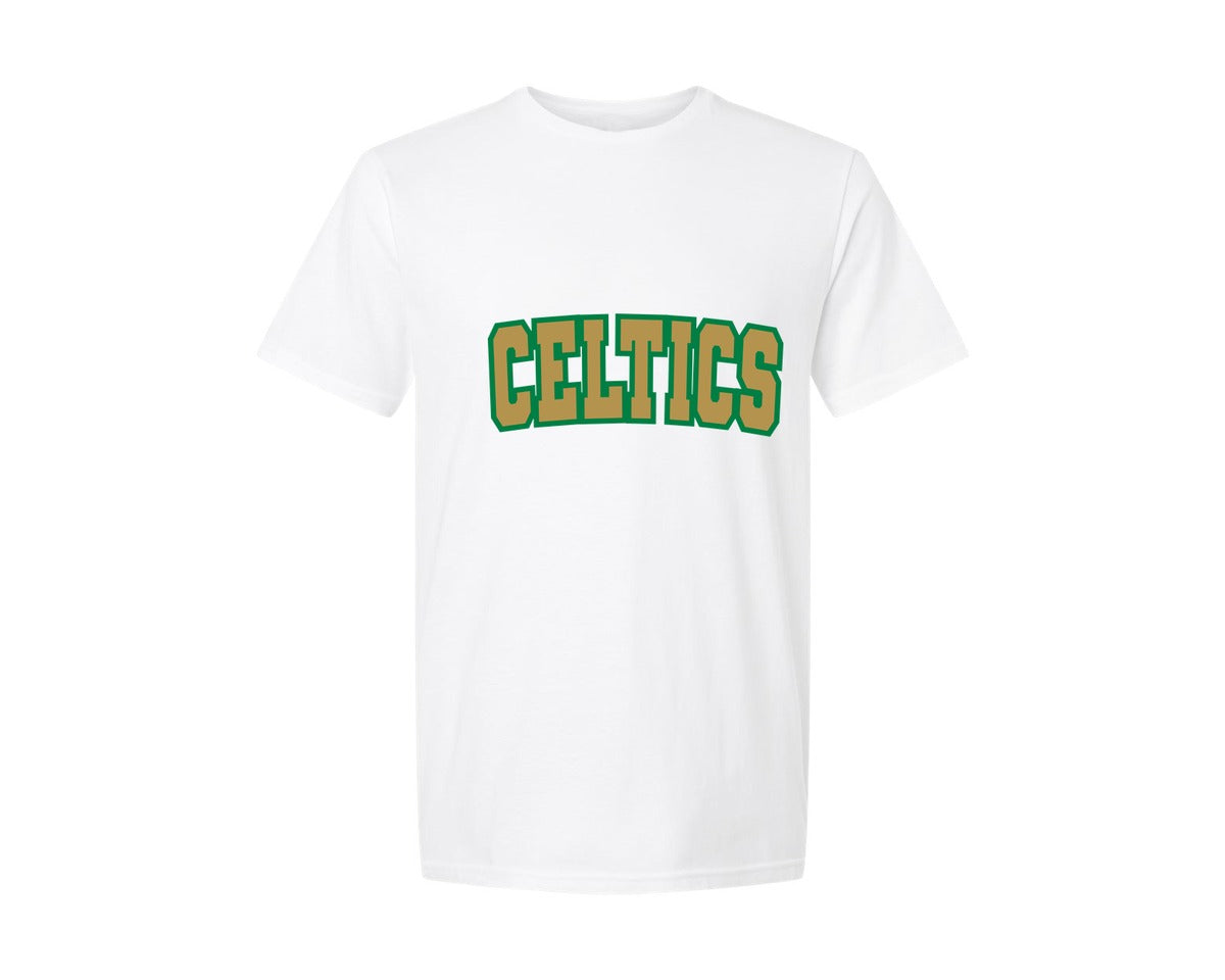 brand:Generic|color:White|Celtics Varsity Curved Graphic T-Shirt