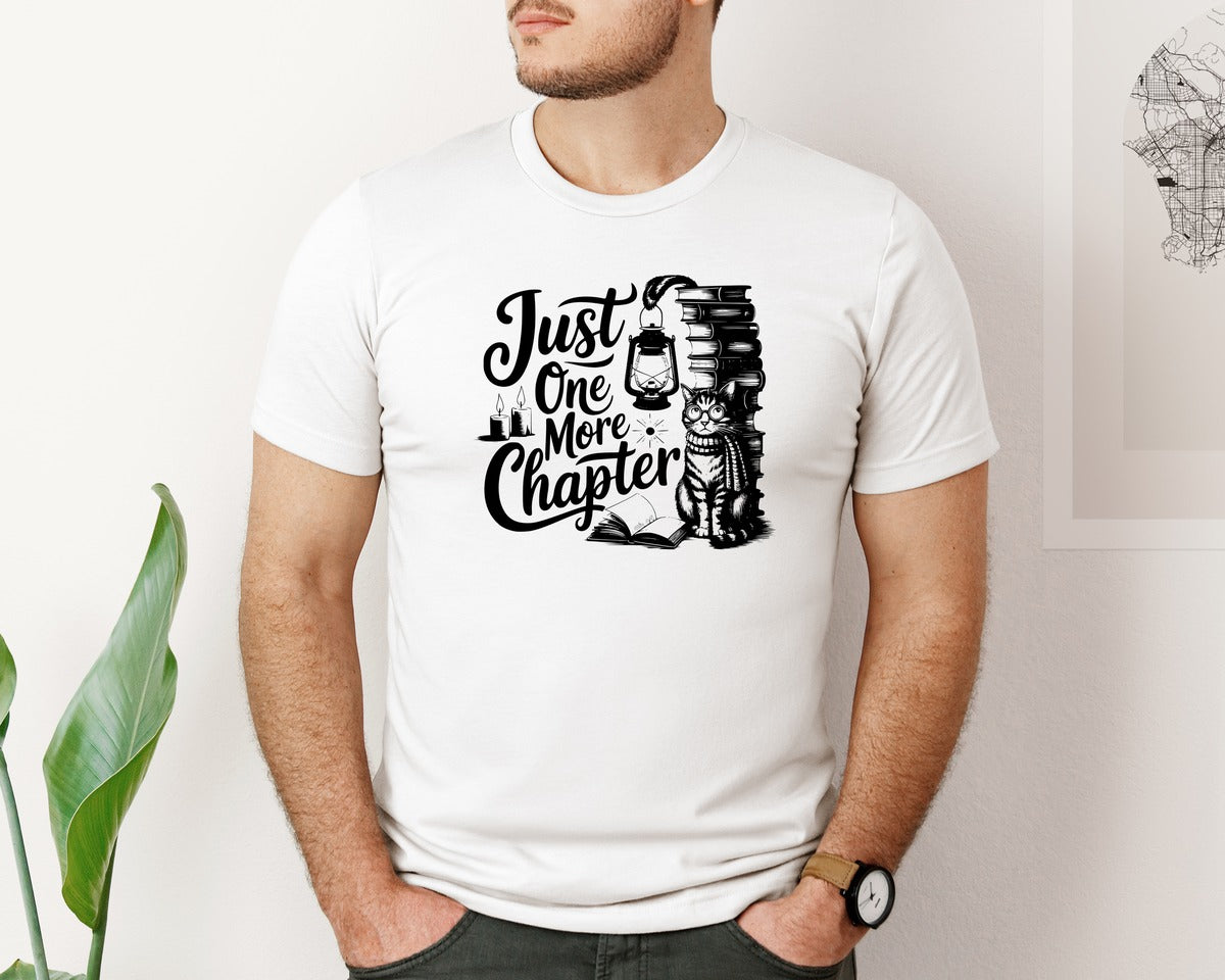 brand:Bella Canvas|color:White|Just One More Chapter T Shirt Design Graphic T-Shirt
