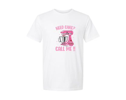 brand:Generic|color:White|Need Cake Call Me Baking T Shirt Graphic T-Shirt