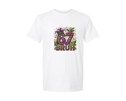 brand:Generic|color:White|Mardi Gras Six Seven Carnival Graphic T-Shirt