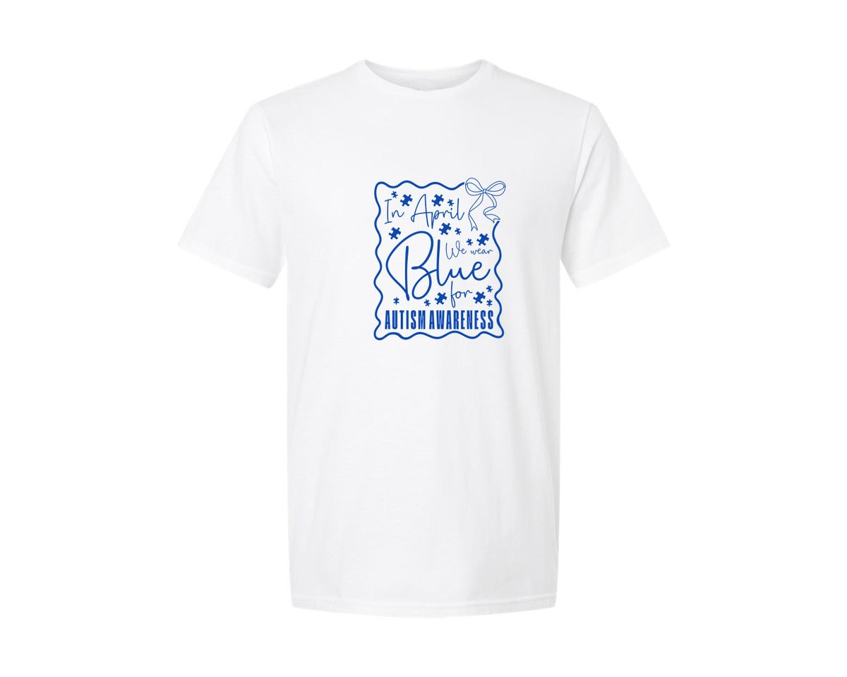 brand:Generic|color:White|In April We Wear Blue Autism 2 Graphic T-Shirt