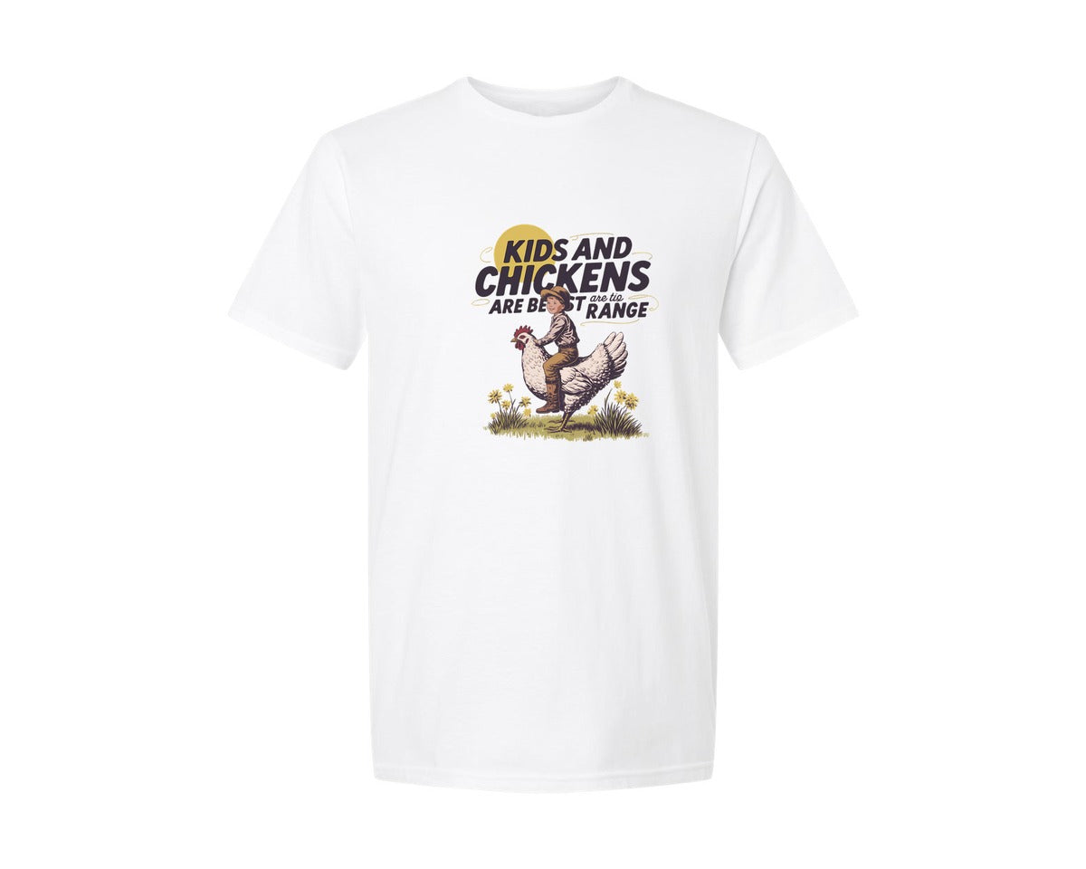 brand:Generic|color:White|Kids And Chickens Vintage Farm Graphic T-Shirt