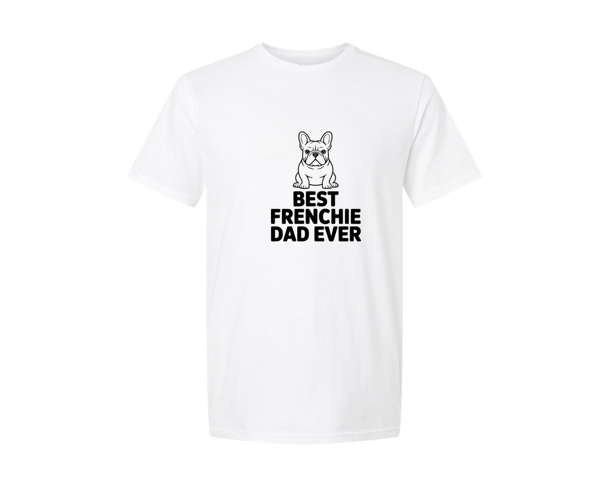 brand:Generic|color:White|Best Frenchie Dad Ever French Bulldog Graphic T-Shirt