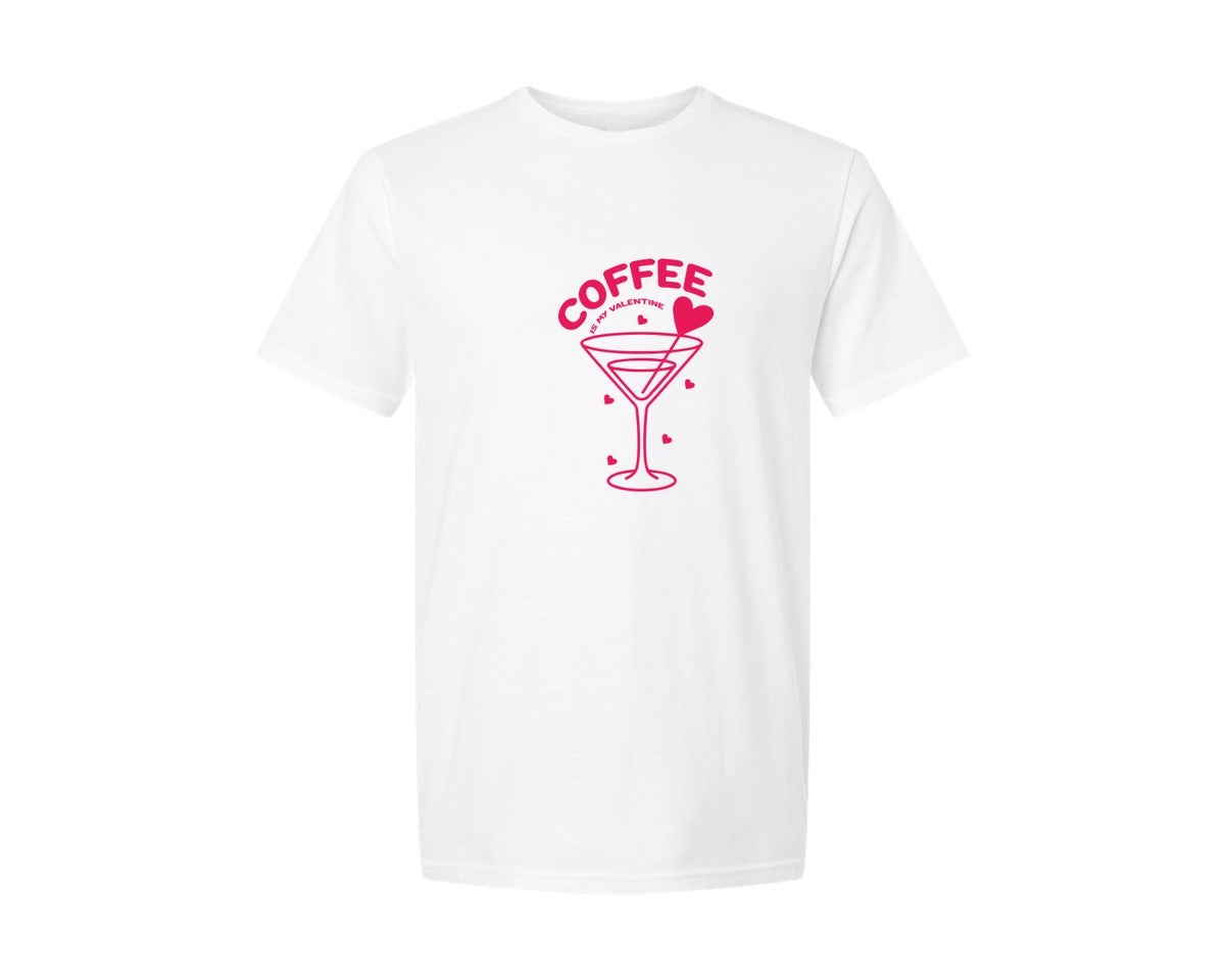 brand:Generic|color:White|Coffee Is My Valentine Cute Coffee Lover 2 Graphic T-Shirt