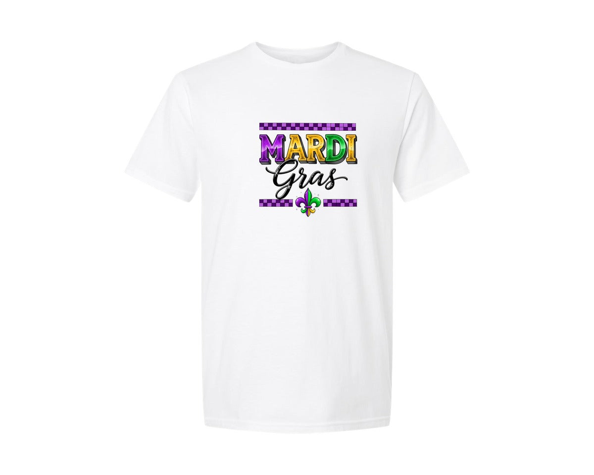 brand:Generic|color:White|Mardi Gras Fleur De Lis 3 Graphic T-Shirt