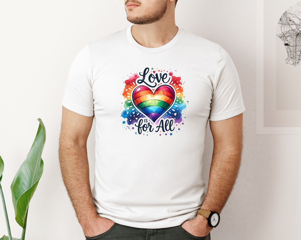 brand:Bella Canvas|color:White|Love Is For All Lgbt Pride Month Graphic T-Shirt
