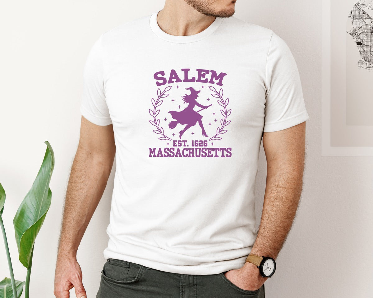 brand:Bella Canvas|color:White|Salem Massachusetts Halloween 4 Graphic T-Shirt