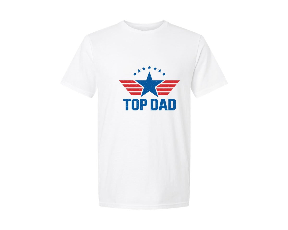 brand:Generic|color:White|Top Dad Aviation Star Design Graphic T-Shirt