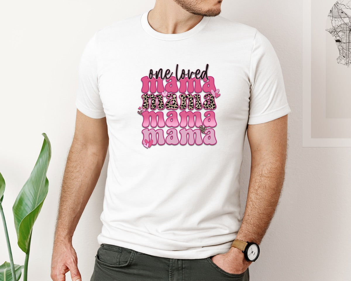 brand:Bella Canvas|color:White|One Loved Mama Valentines Graphic T-Shirt