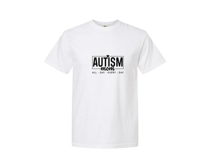 brand:Comfort Colors|color:White|Autism Advocacy Autism Mom Love Graphic T-Shirt
