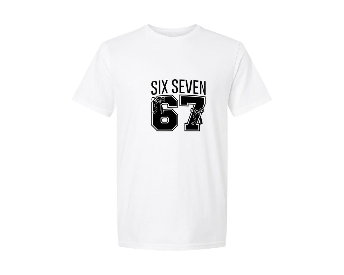 brand:Generic|color:White|Six Seven Bow Six Seven 6 7 Graphic T-Shirt