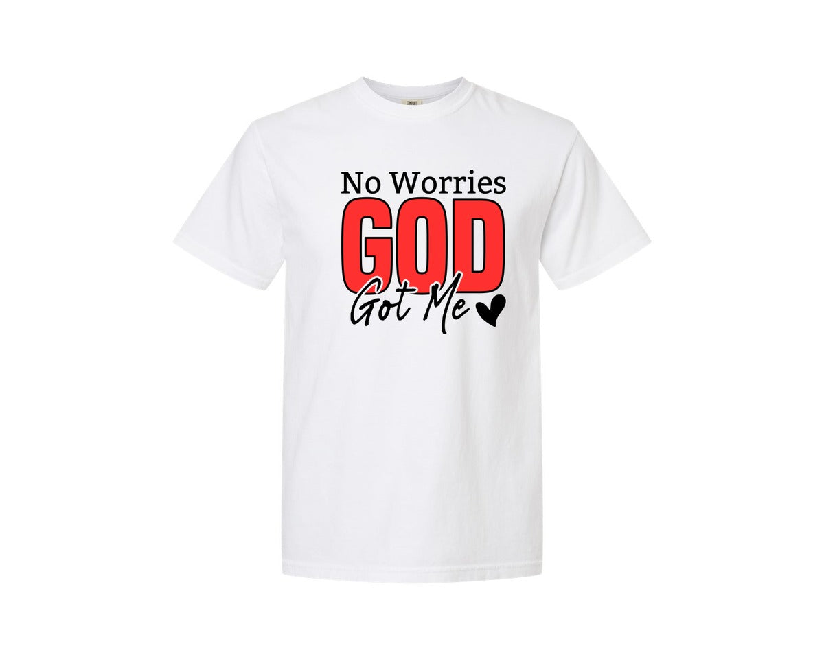brand:Comfort Colors|color:White|No Worries God Got Me Christian 5 Graphic T-Shirt