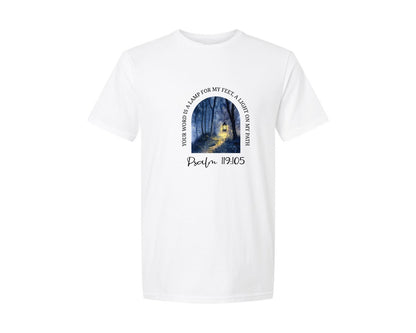 brand:Generic|color:White|Christian Bible Verse Psalm 119105 Graphic T-Shirt