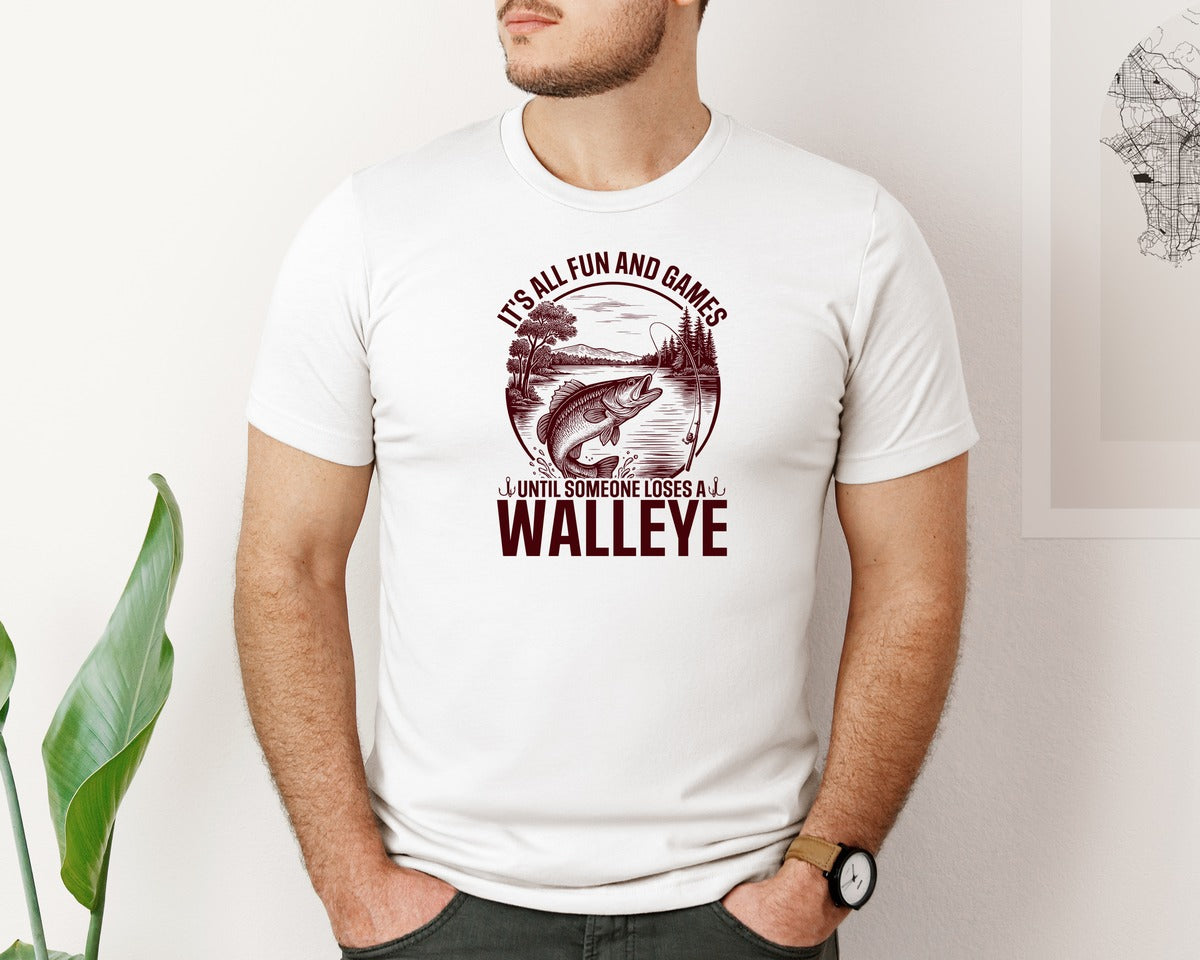brand:Bella Canvas|color:White|Funny Walleye Fishing Quote Fishing Graphic T-Shirt