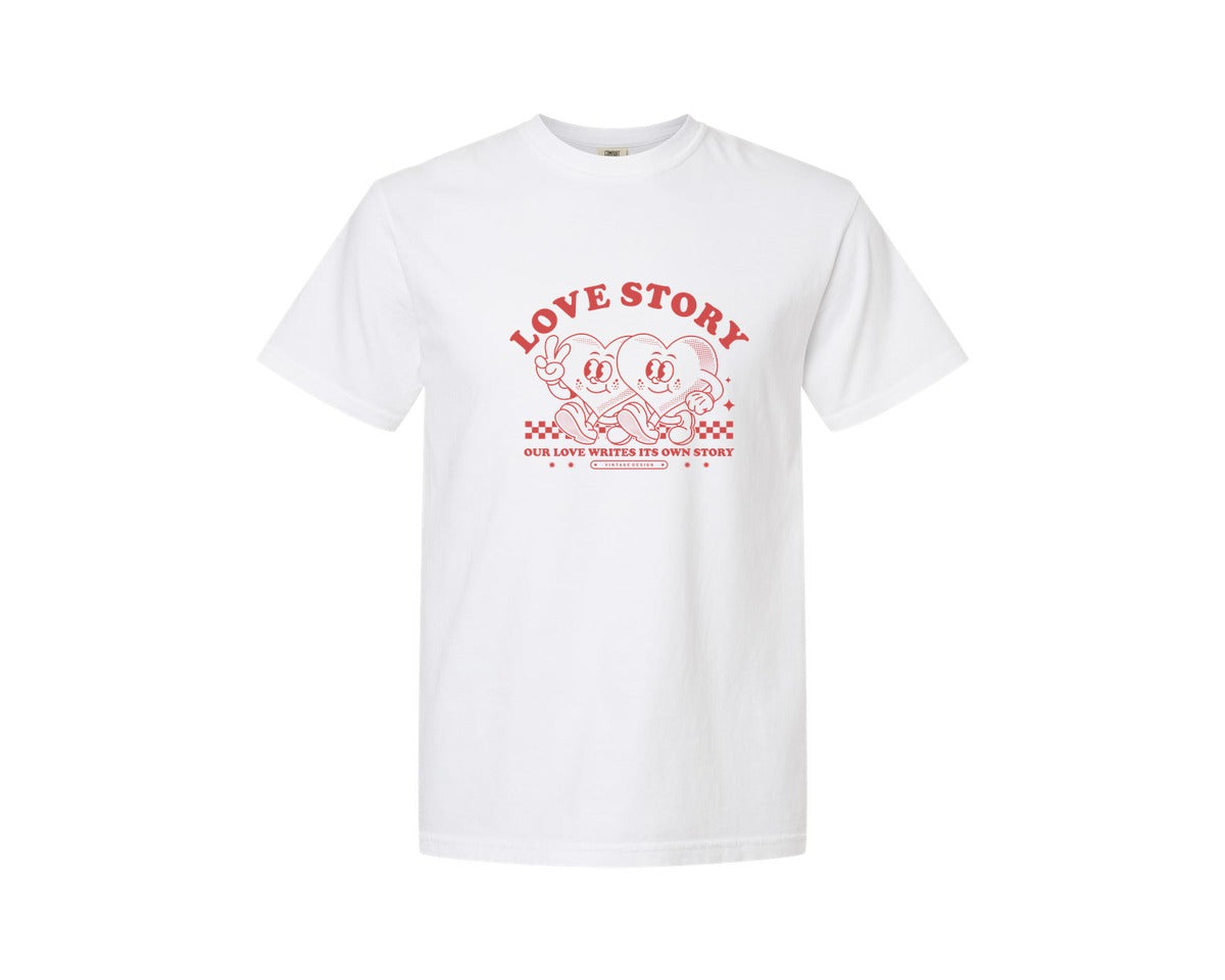 brand:Comfort Colors|color:White|Retro Heart Cartoon Character Print Graphic T-Shirt