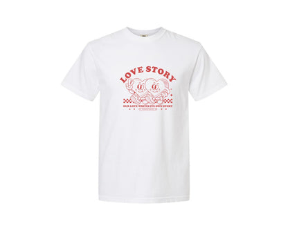 brand:Comfort Colors|color:White|Retro Heart Cartoon Character Print Graphic T-Shirt