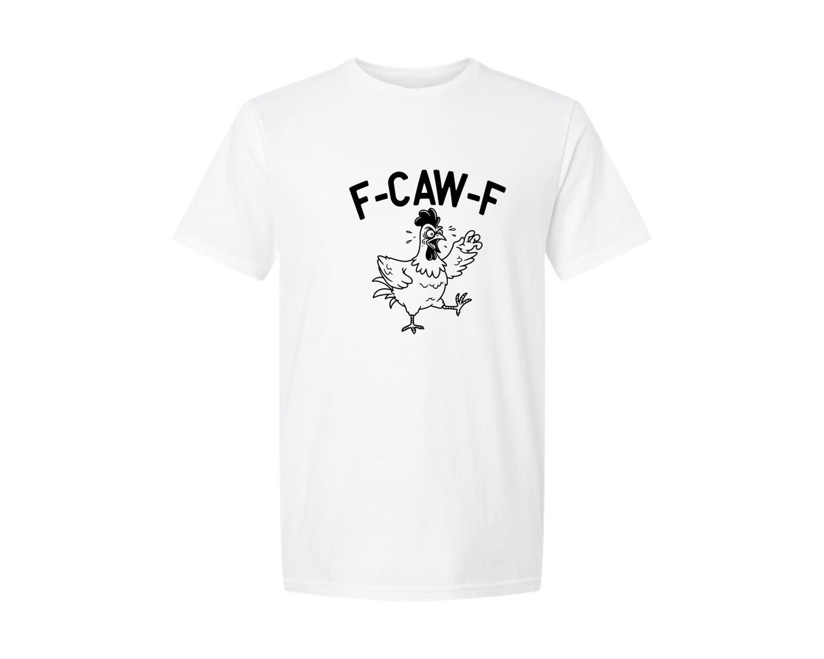brand:Generic|color:White|Funny F Caw F Chicken Graphic T-Shirt