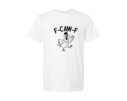 brand:Generic|color:White|Funny F Caw F Chicken Graphic T-Shirt