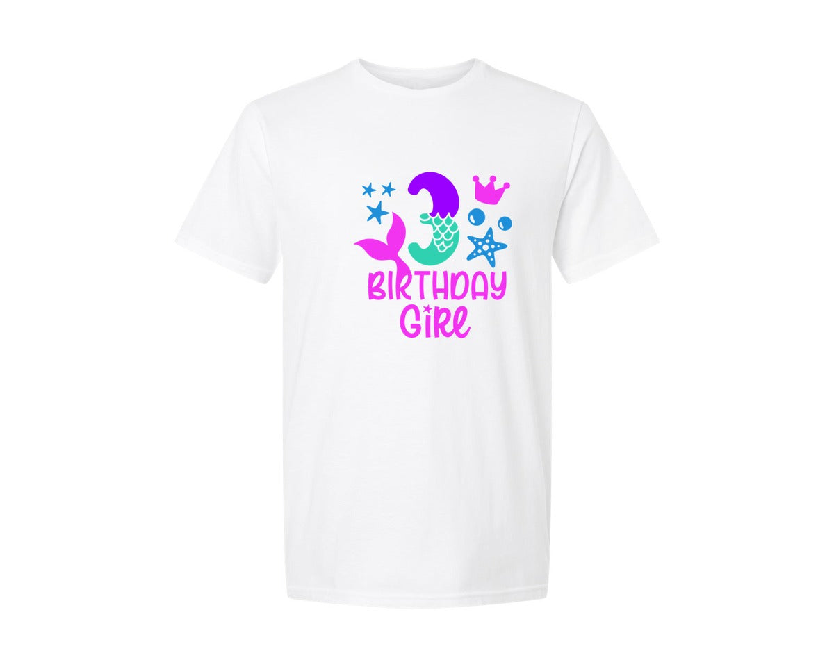 brand:Generic|color:White|Mermaid 3Rd Birthday Girl Graphic T-Shirt