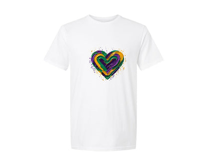 brand:Generic|color:White|Mardi Gras Heart Brushstroke 3 Graphic T-Shirt