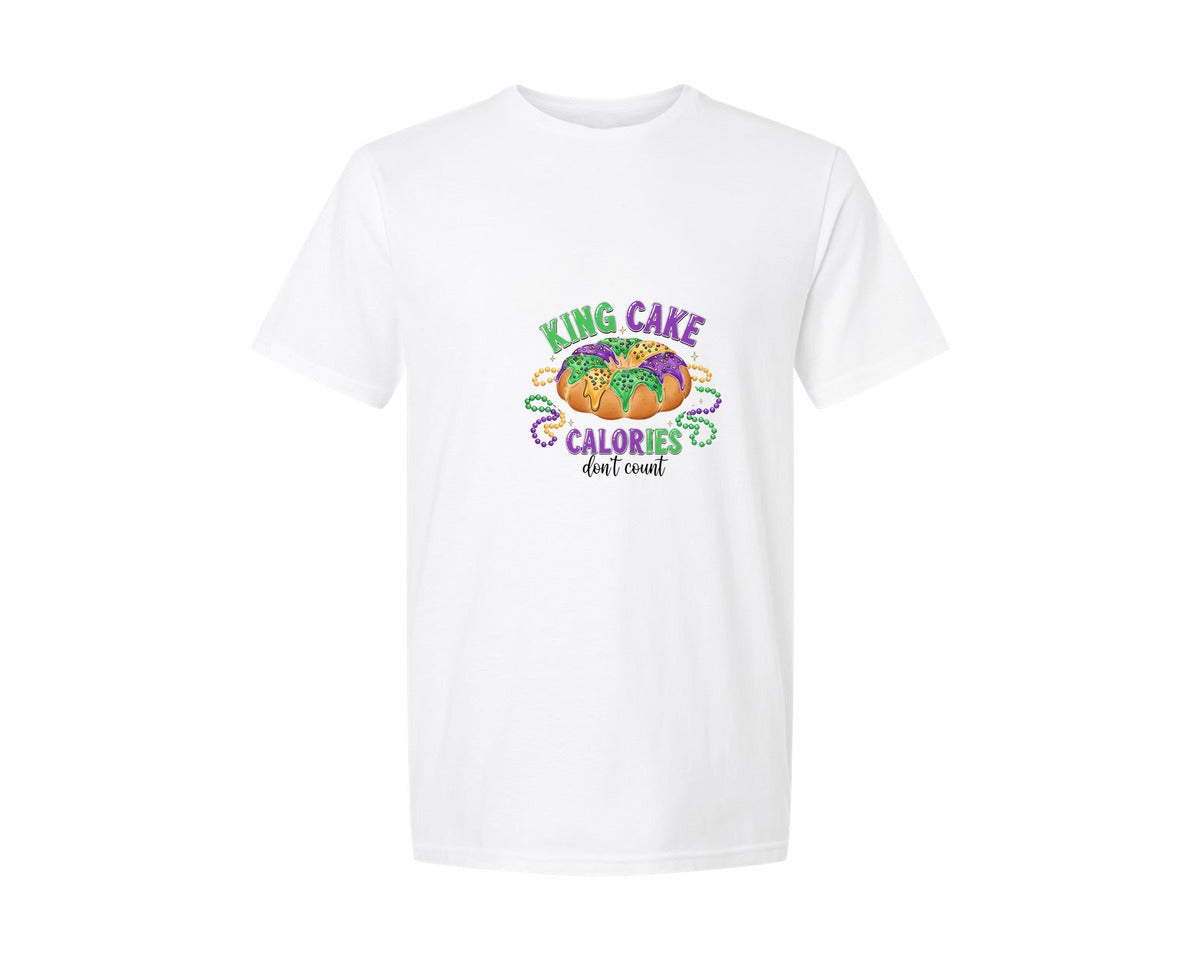brand:Generic|color:White|King Cake Calories Graphic T-Shirt