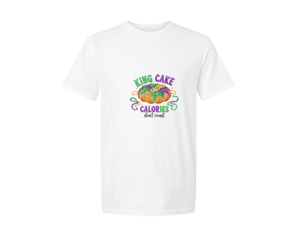 brand:Generic|color:White|King Cake Calories Graphic T-Shirt