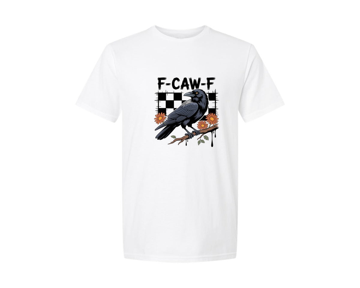 brand:Generic|color:White|Crow Raven F Caw F Funny Halloween 28 Graphic T-Shirt