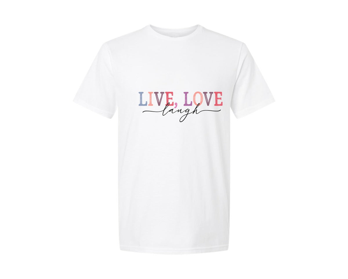 brand:Generic|color:White|Enjoy Shirt With Live Love Laugh Sleeve Graphic T-Shirt