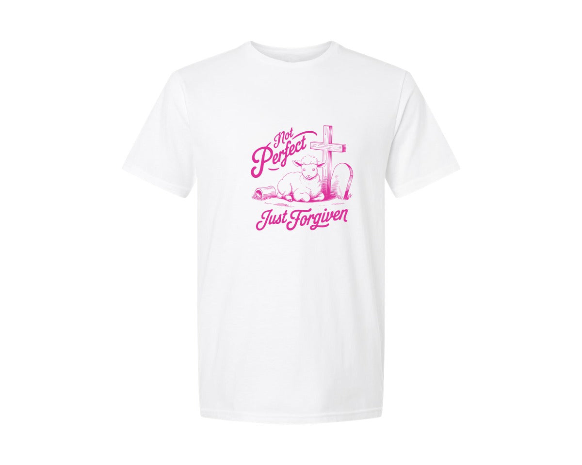 brand:Generic|color:White|Not Perfect Just Forgiven Design 18 Graphic T-Shirt