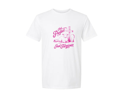 brand:Generic|color:White|Not Perfect Just Forgiven Design 18 Graphic T-Shirt