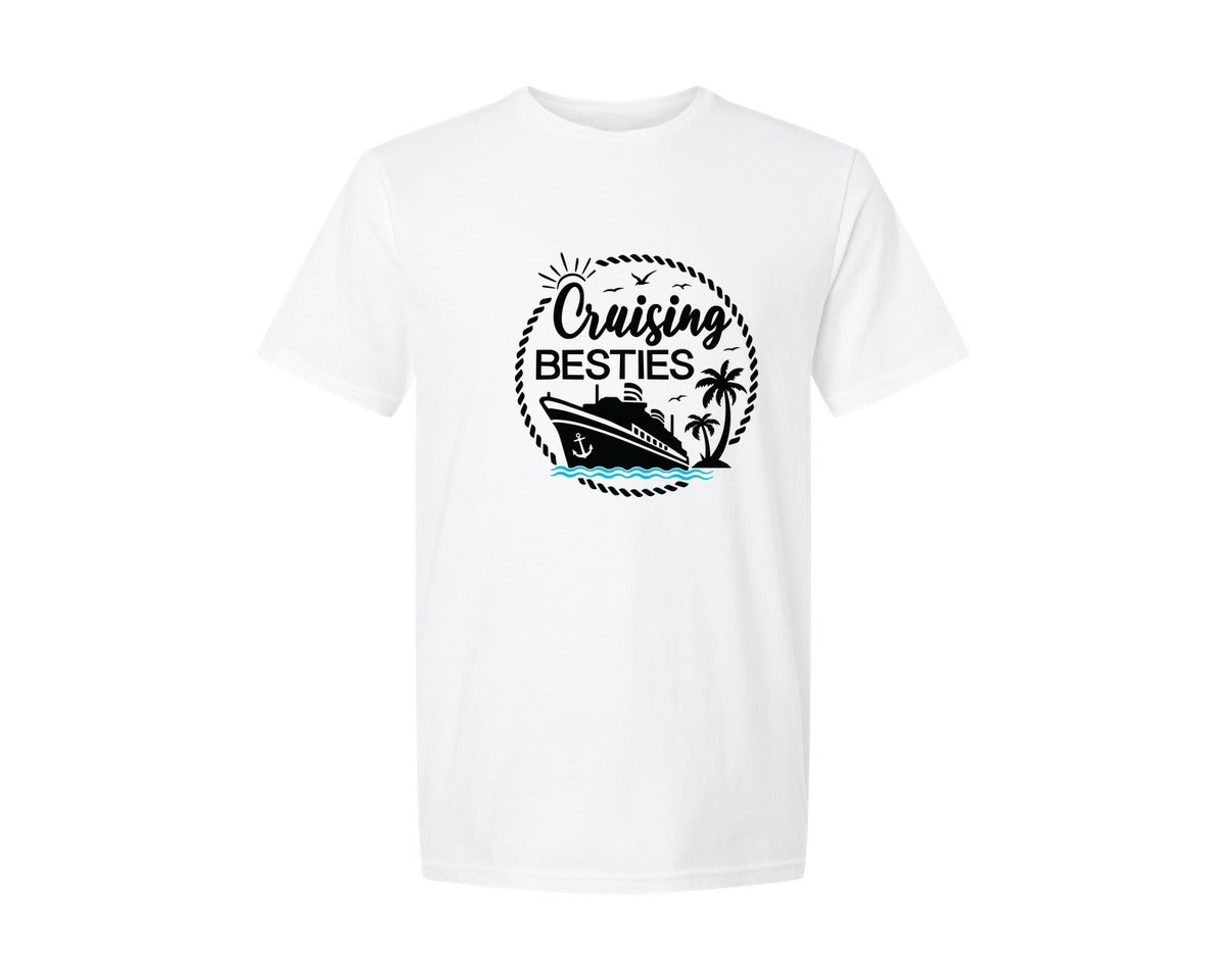 brand:Generic|color:White|Cruise Cruising Besties Friend Graphic T-Shirt