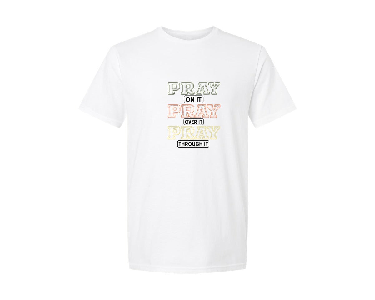 brand:Generic|color:White|Pray On It Pray Over It Pray Through It 111 Graphic T-Shirt