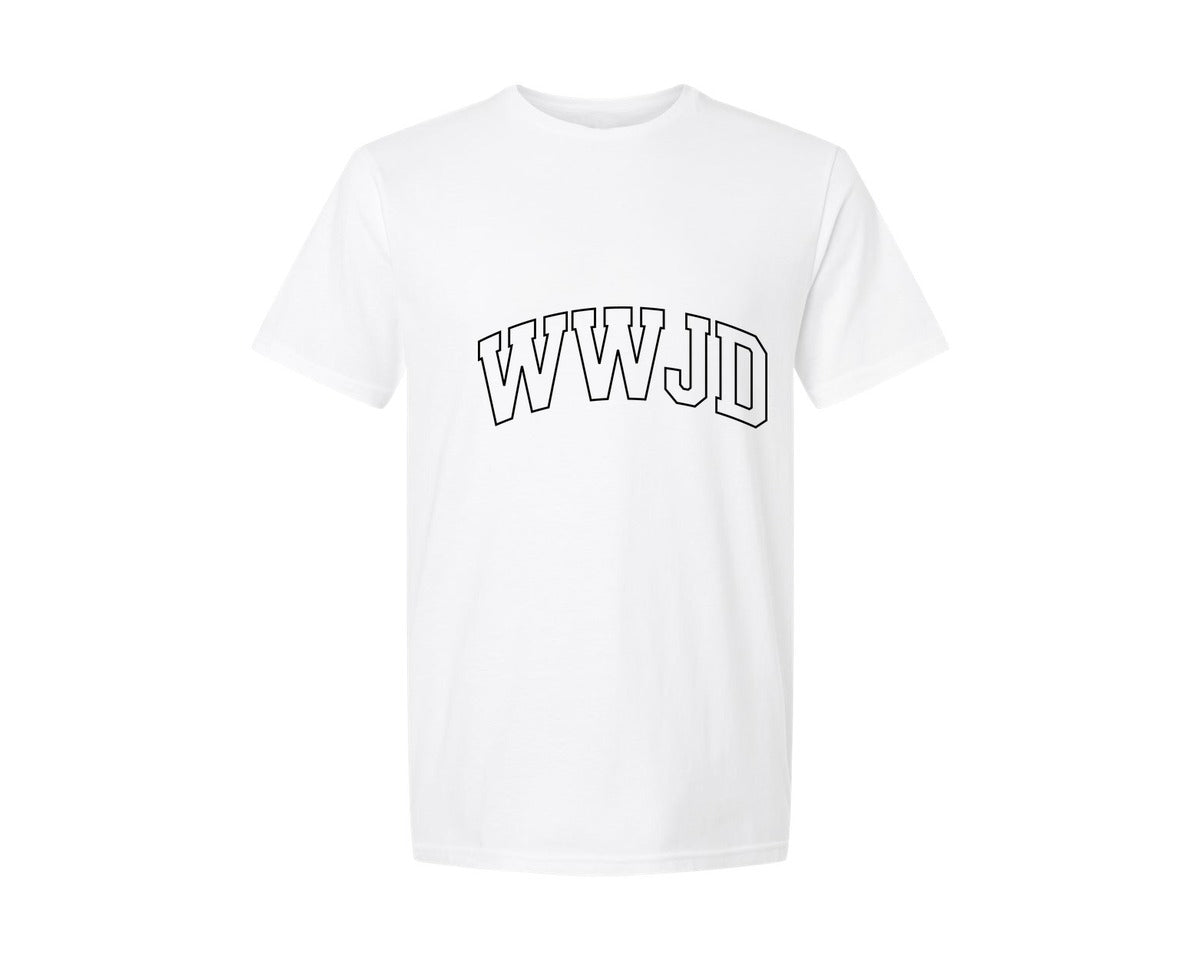 brand:Generic|color:White|Wwjd What Would Jesus Do Christian Graphic T-Shirt