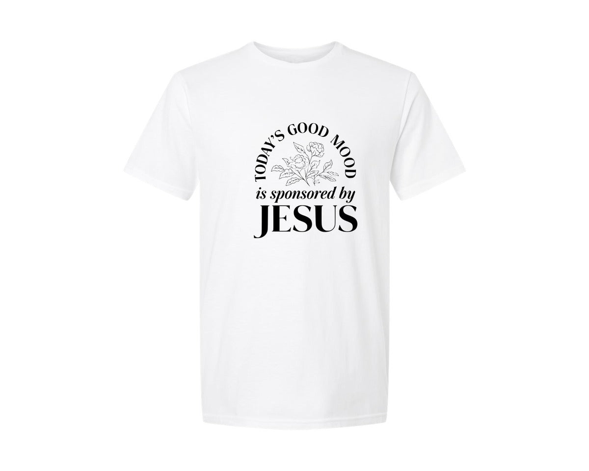 brand:Generic|color:White|Todays Good Mood Is Sponsored By Jesus 13 Graphic T-Shirt
